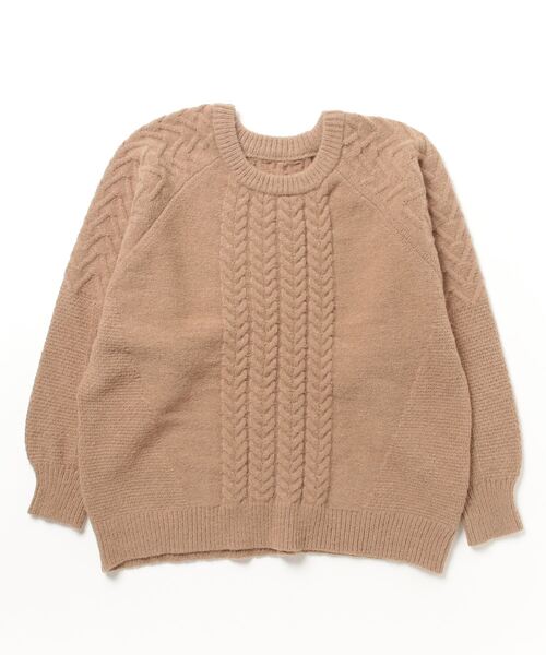 attiree(アティレー)の「ケーブル編みニットプルオーバー(ニット/セーター・レディース・ブルー/アイボリー/モカ/グレー/ブラック・FREE)」の4枚目の写真