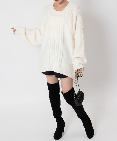 attiree(アティレー)の「ケーブル編みニットプルオーバー(ニット/セーター・レディース・ブルー/アイボリー/モカ/グレー/ブラック・FREE)」の18枚目の写真