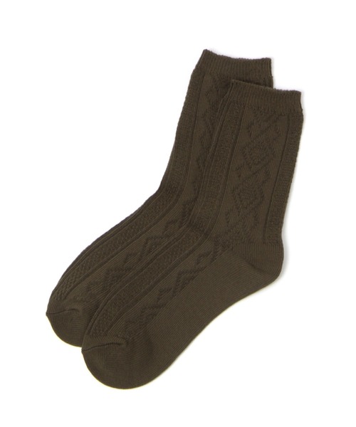 LAKOLE(ラコレ)の「ジャストケーブルソックス / 970145(ソックス/靴下・メンズ・ベージュ/オリーブ/ブラウン/チャコール・FREE)」の1枚目の写真