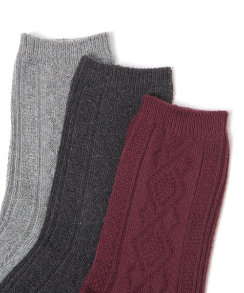 LAKOLE(ラコレ)の「ジャストケーブルソックス / 970145(ソックス/靴下・メンズ・ベージュ/オリーブ/ブラウン/チャコール・FREE)」の8枚目の写真