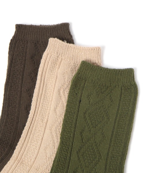 LAKOLE(ラコレ)の「ジャストケーブルソックス / 970145(ソックス/靴下・メンズ・ベージュ/オリーブ/ブラウン/チャコール・FREE)」の9枚目の写真