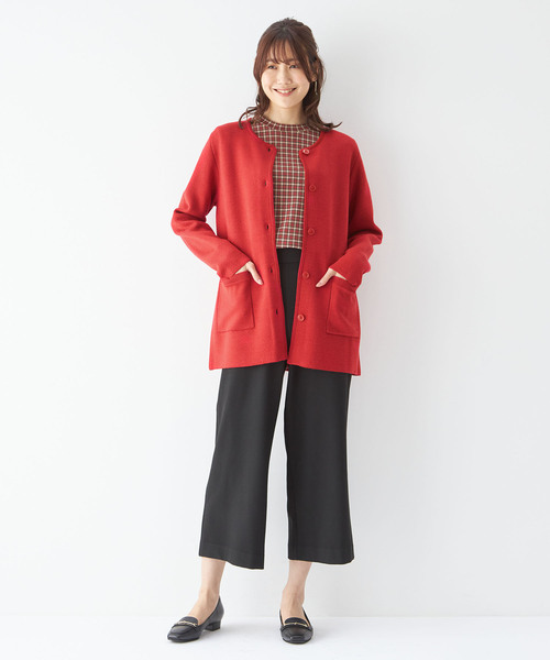 DECOY SINCE 1981（デコイシンスイチキュウハチイチ）の「【毛玉になりにくい】Wフェイスクルーネックウールカーディガン（カーディガン/ボレロ・レディース・ブルー/ネイビー/レッド・LL/M/L）」の15枚目の写真