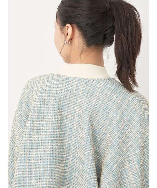 earth music&ecology（アースミュージックアンドエコロジー）の「ツイードジャケット(check)（ノーカラージャケット・レディース・ブルー・FREE）」の10枚目の写真
