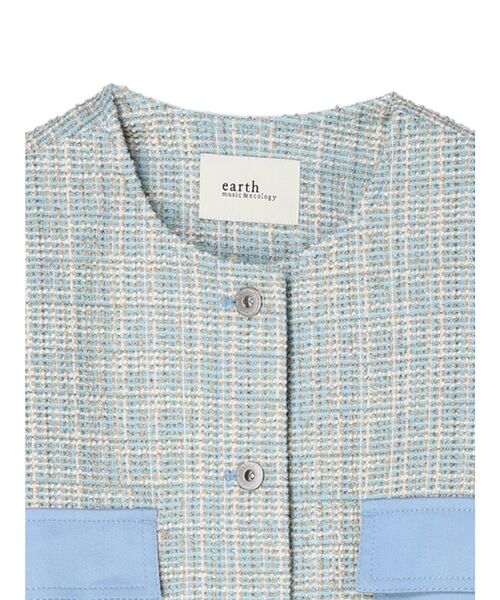 earth music&ecology（アースミュージックアンドエコロジー）の「ツイードジャケット(check)（ノーカラージャケット・レディース・ブルー・FREE）」の13枚目の写真