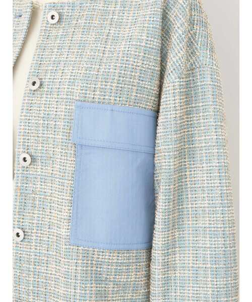 earth music&ecology（アースミュージックアンドエコロジー）の「ツイードジャケット(check)（ノーカラージャケット・レディース・ブルー・FREE）」の14枚目の写真