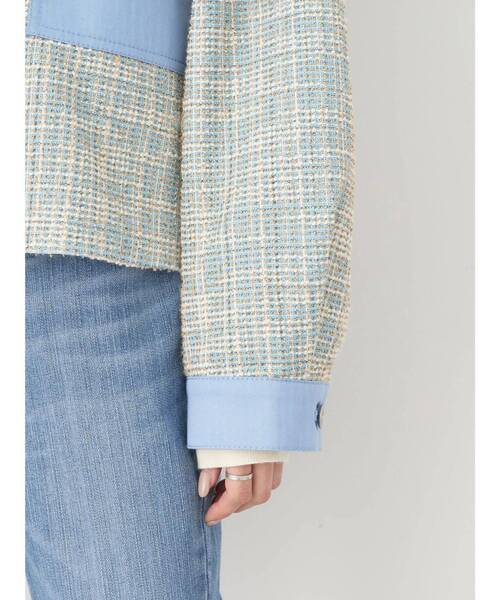 earth music&ecology（アースミュージックアンドエコロジー）の「ツイードジャケット(check)（ノーカラージャケット・レディース・ブルー・FREE）」の16枚目の写真