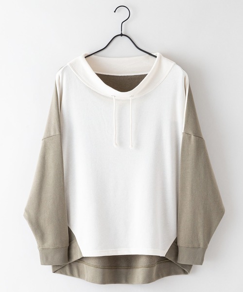fort point(フォーポイント)の「【FORT POINT/フォートポイント】裏毛 ルーズハイネックPO プルオーバー(Tシャツ/カットソー・レディース・グリーン/マスタード/ベージュ/アイボリー・MEDIUM)」の6枚目の写真