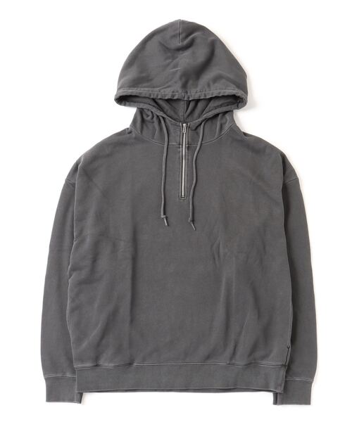 TRAP/U (トラップユー)の「オーバーサイズ 裏毛 ピグメント加工 ハーフジップ プルパーカー(パーカー・メンズ・ブラック/ネイビー/グリーン系その他・L/M)」の2枚目の写真