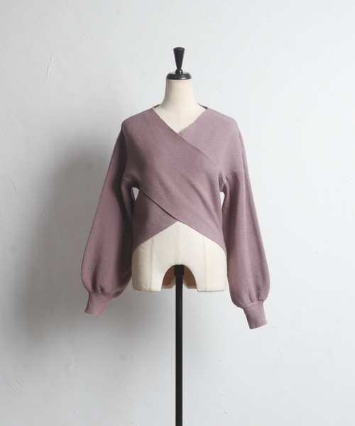 tocco closet（トッコ　クローゼット）の「バルーンスリーブクロスリブニットプルオーバー（ニット/セーター・レディース・ベージュ系その他/ピンク/オフホワイト/ブラック・M）」の20枚目の写真