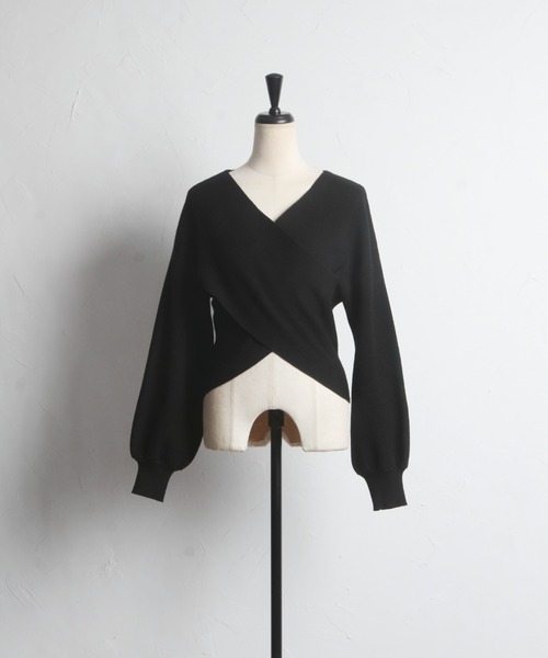 tocco closet（トッコ　クローゼット）の「バルーンスリーブクロスリブニットプルオーバー（ニット/セーター・レディース・ベージュ系その他/ピンク/オフホワイト/ブラック・M）」の19枚目の写真