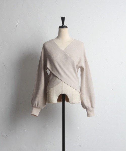 tocco closet（トッコ　クローゼット）の「バルーンスリーブクロスリブニットプルオーバー（ニット/セーター・レディース・ベージュ系その他/ピンク/オフホワイト/ブラック・M）」の21枚目の写真