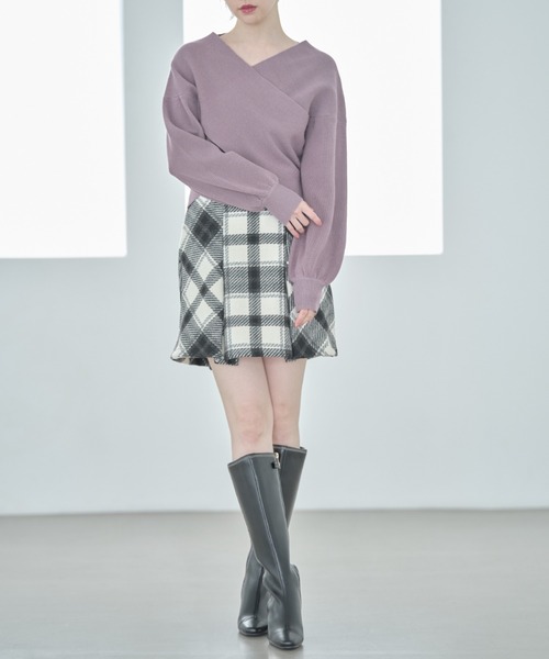tocco closet（トッコ　クローゼット）の「バルーンスリーブクロスリブニットプルオーバー（ニット/セーター・レディース・ベージュ系その他/ピンク/オフホワイト/ブラック・M）」の14枚目の写真