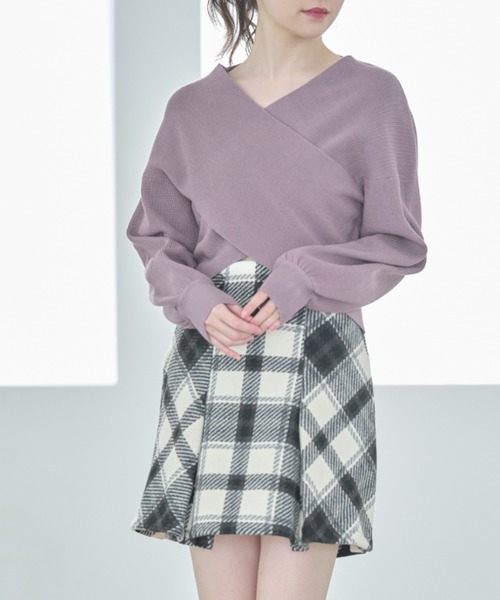 tocco closet（トッコ　クローゼット）の「バルーンスリーブクロスリブニットプルオーバー（ニット/セーター・レディース・ベージュ系その他/ピンク/オフホワイト/ブラック・M）」の15枚目の写真
