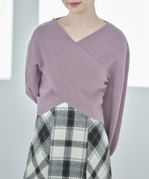 tocco closet（トッコ　クローゼット）の「バルーンスリーブクロスリブニットプルオーバー（ニット/セーター・レディース・ベージュ系その他/ピンク/オフホワイト/ブラック・M）」の16枚目の写真