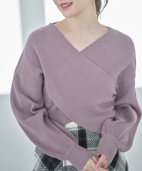 tocco closet（トッコ　クローゼット）の「バルーンスリーブクロスリブニットプルオーバー（ニット/セーター・レディース・ベージュ系その他/ピンク/オフホワイト/ブラック・M）」の17枚目の写真