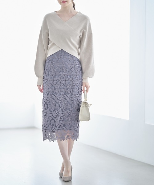tocco closet（トッコ　クローゼット）の「バルーンスリーブクロスリブニットプルオーバー（ニット/セーター・レディース・ベージュ系その他/ピンク/オフホワイト/ブラック・M）」の10枚目の写真