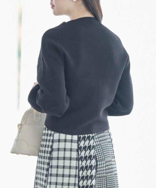 tocco closet（トッコ　クローゼット）の「バルーンスリーブクロスリブニットプルオーバー（ニット/セーター・レディース・ベージュ系その他/ピンク/オフホワイト/ブラック・M）」の9枚目の写真