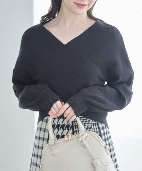 tocco closet（トッコ　クローゼット）の「バルーンスリーブクロスリブニットプルオーバー（ニット/セーター・レディース・ベージュ系その他/ピンク/オフホワイト/ブラック・M）」の7枚目の写真