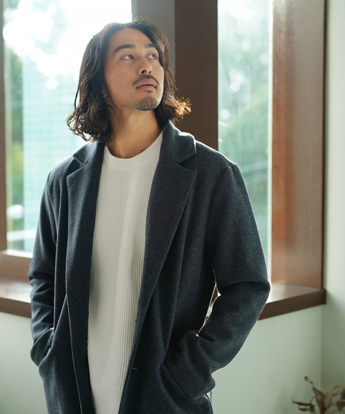 jiggys shop（ジギーズショップ）の「テックメルトン ロングコートチェスターコート（チェスターコート・メンズ・ベージュ系その他/グレー系その他/ブルー系その他/ブラウン系その他/ホワイト系その他/ブラック系その他/ブラウン系その他2/グレー系その他2・MEDIUM/SMALL/X-LARGE/LARGE）」の12枚目の写真