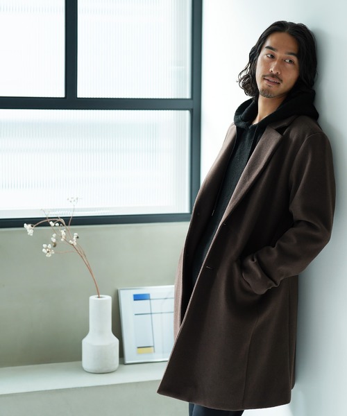 jiggys shop（ジギーズショップ）の「テックメルトン ロングコートチェスターコート（チェスターコート・メンズ・ベージュ系その他/グレー系その他/ブルー系その他/ブラウン系その他/ホワイト系その他/ブラック系その他/ブラウン系その他2/グレー系その他2・MEDIUM/SMALL/X-LARGE/LARGE）」の14枚目の写真