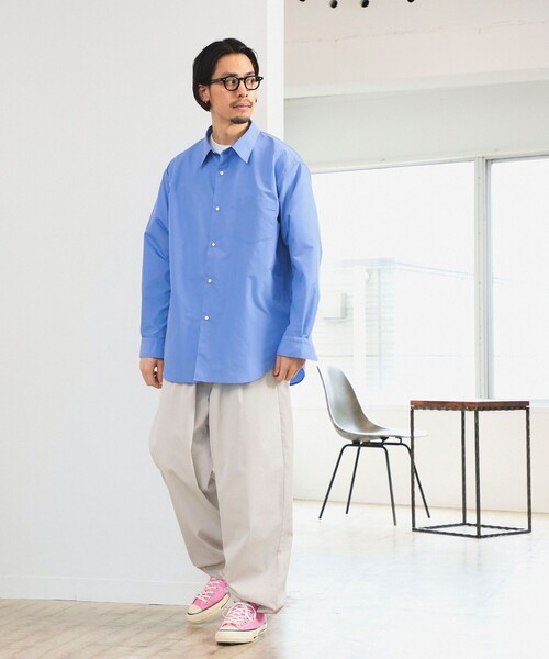 B:MING by BEAMS（ビーミングバイビームス）の「ポリエステル ブロード レギュラーカラー シャツ（シャツ/ブラウス・メンズ・サックスブルー/ブルー・LARGE/MEDIUM/SMALL/X-LARGE）」の4枚目の写真