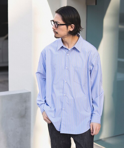B:MING by BEAMS（ビーミングバイビームス）の「ポリエステル ブロード レギュラーカラー シャツ（シャツ/ブラウス・メンズ・サックスブルー/ブルー・LARGE/MEDIUM/SMALL/X-LARGE）」の7枚目の写真