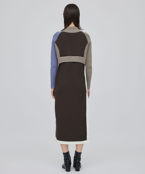 CITY TOKYO（シティトウキョウ）の「ハーフジップカラーブロックニットワンピース（ワンピース・レディース・ワイン/モカ/グリーン・1/2）」の18枚目の写真