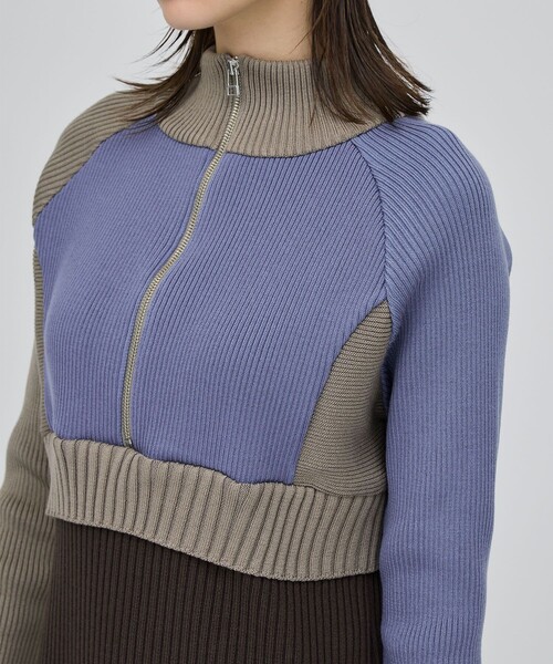 CITY TOKYO（シティトウキョウ）の「ハーフジップカラーブロックニットワンピース（ワンピース・レディース・ワイン/モカ/グリーン・1/2）」の19枚目の写真