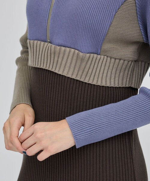 CITY TOKYO（シティトウキョウ）の「ハーフジップカラーブロックニットワンピース（ワンピース・レディース・ワイン/モカ/グリーン・1/2）」の20枚目の写真