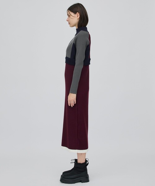 CITY TOKYO（シティトウキョウ）の「ハーフジップカラーブロックニットワンピース（ワンピース・レディース・ワイン/モカ/グリーン・1/2）」の7枚目の写真