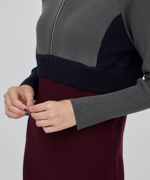 CITY TOKYO（シティトウキョウ）の「ハーフジップカラーブロックニットワンピース（ワンピース・レディース・ワイン/モカ/グリーン・1/2）」の10枚目の写真