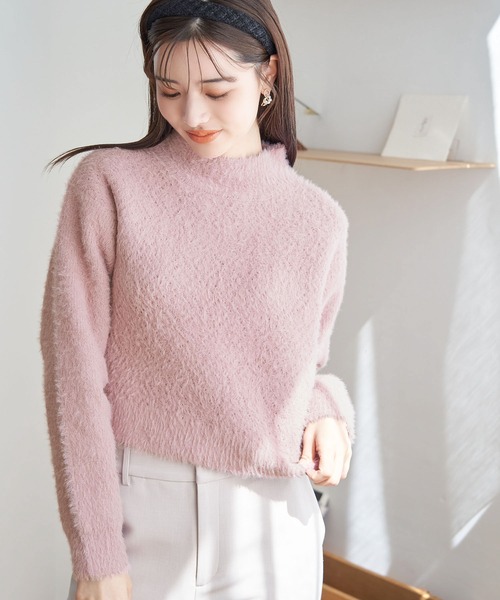 ROPE' PICNIC(ロペピクニック)の「シャギーレースクロップドニットプルオーバー(ニット/セーター・レディース・キナリ/ブラック/ピンク系その他2/ブルー/ライトグレー・38)」の5枚目の写真