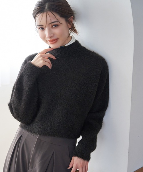 ROPE' PICNIC(ロペピクニック)の「シャギーレースクロップドニットプルオーバー(ニット/セーター・レディース・キナリ/ブラック/ピンク系その他2/ブルー/ライトグレー・38)」の3枚目の写真