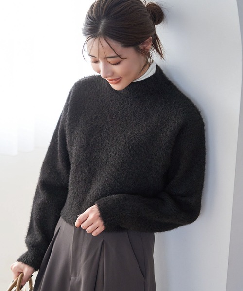 ROPE' PICNIC(ロペピクニック)の「シャギーレースクロップドニットプルオーバー(ニット/セーター・レディース・キナリ/ブラック/ピンク系その他2/ブルー/ライトグレー・38)」の8枚目の写真