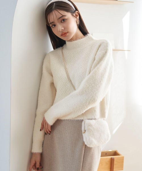 ROPE' PICNIC(ロペピクニック)の「シャギーレースクロップドニットプルオーバー(ニット/セーター・レディース・キナリ/ブラック/ピンク系その他2/ブルー/ライトグレー・38)」の16枚目の写真