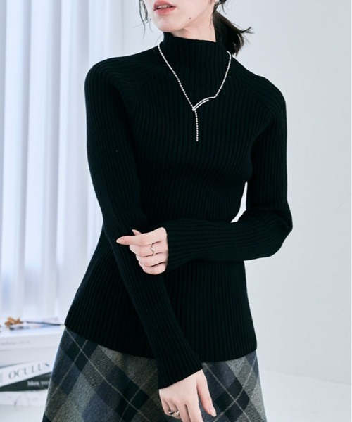 kirakiraShop（キラキラショップ）の「ラグラン スリーブ リブ ニット（ニット/セーター・レディース・ブラウン/ベージュ/杢グレー/ブラック・FREE）」の2枚目の写真