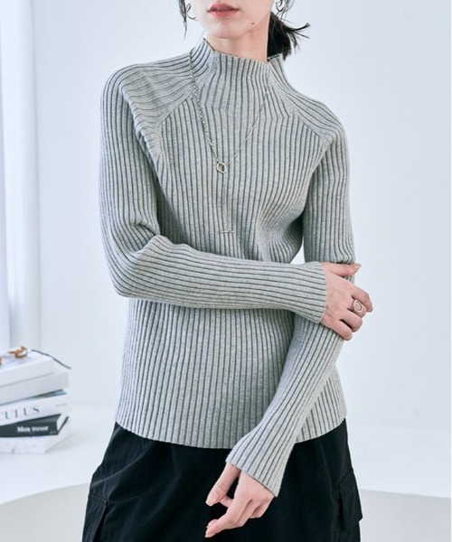 kirakiraShop（キラキラショップ）の「ラグラン スリーブ リブ ニット（ニット/セーター・レディース・ブラウン/ベージュ/杢グレー/ブラック・FREE）」の12枚目の写真