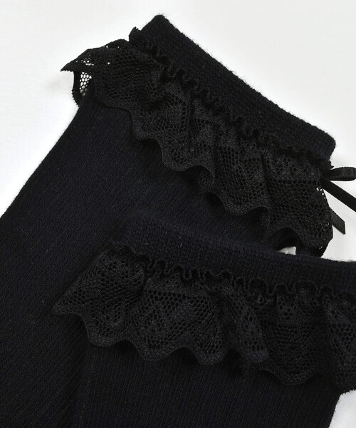 BeBe Petits Pois Vert（ベベプチポワヴェール）の「【店舗限定】ハート柄レースリボンソックス(15~24cm)（ソックス/靴下・キッズ・ホワイト/ブラック・L/XL/M）」の9枚目の写真