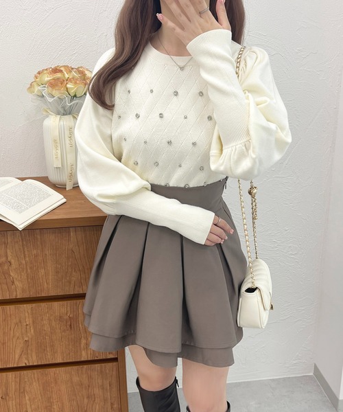 apres jour(アプレジュール)の「ロングスリーブビジューニットトップス【ZOZOTOWN限定アイテム】(ニット/セーター・レディース・ブラック/ピンク/アイボリー/ラベンダー・X-LARGE/フリー)」の8枚目の写真