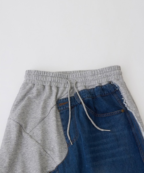 CUBE SUGAR（キューブシュガー）の「デニム×裏毛スウェットリメイク風切替ロングスカート（デニムスカート・レディース・ブラック/グレー・M）」の15枚目の写真