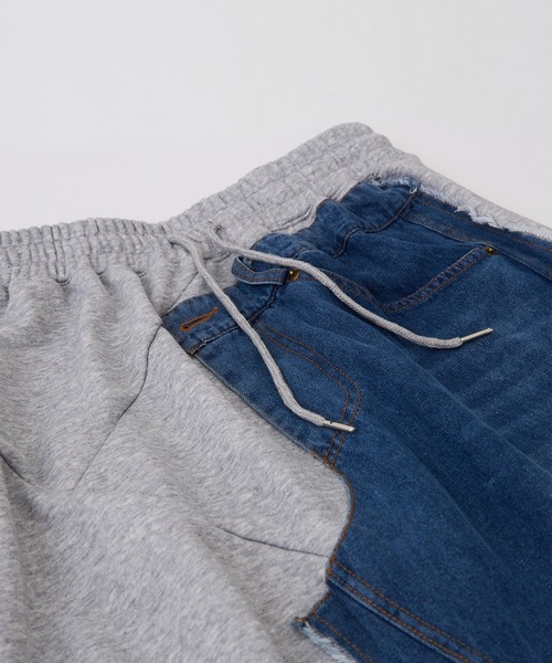 CUBE SUGAR（キューブシュガー）の「デニム×裏毛スウェットリメイク風切替ロングスカート（デニムスカート・レディース・ブラック/グレー・M）」の16枚目の写真