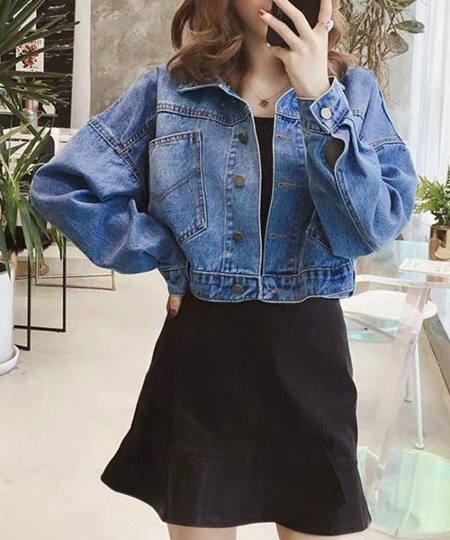 Miniministore(ミニミニストア)の「デニムジャケット ショート丈 春アウター(デニムジャケット・レディース・ブルー・L/M/XL)」の2枚目の写真