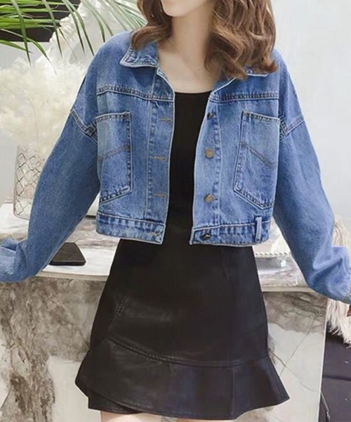 Miniministore(ミニミニストア)の「デニムジャケット ショート丈 春アウター(デニムジャケット・レディース・ブルー・L/M/XL)」の3枚目の写真