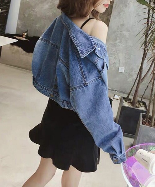 Miniministore(ミニミニストア)の「デニムジャケット ショート丈 春アウター(デニムジャケット・レディース・ブルー・L/M/XL)」の4枚目の写真