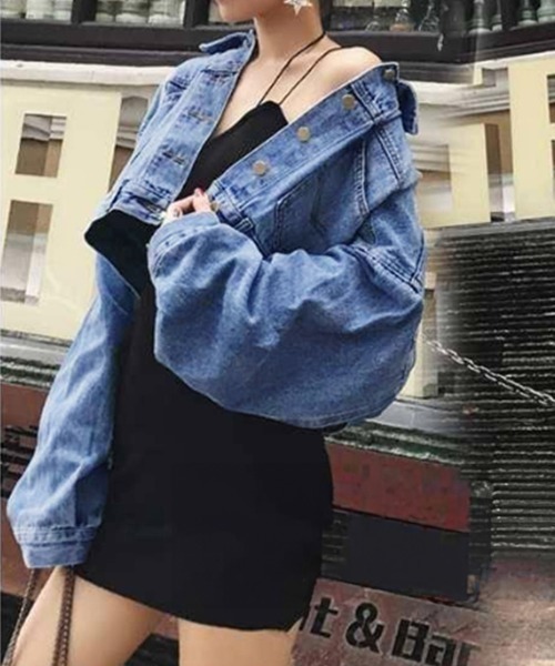 Miniministore(ミニミニストア)の「デニムジャケット ショート丈 春アウター(デニムジャケット・レディース・ブルー・L/M/XL)」の6枚目の写真
