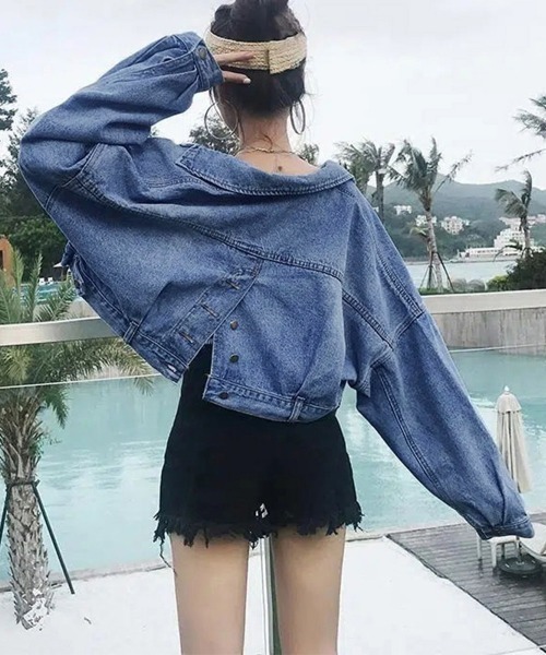 Miniministore(ミニミニストア)の「デニムジャケット ショート丈 春アウター(デニムジャケット・レディース・ブルー・L/M/XL)」の9枚目の写真