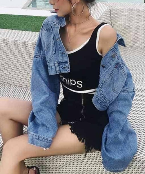 Miniministore(ミニミニストア)の「デニムジャケット ショート丈 春アウター(デニムジャケット・レディース・ブルー・L/M/XL)」の10枚目の写真