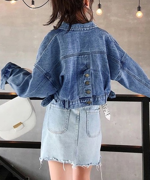 Miniministore(ミニミニストア)の「デニムジャケット ショート丈 春アウター(デニムジャケット・レディース・ブルー・L/M/XL)」の11枚目の写真