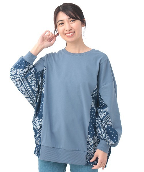 チチカカ（チチカカ）の「バンダナプリントコンビプルオーバー（Tシャツ/カットソー・レディース・ネイビー/ベージュ/チャコールグレー・FREE）」の17枚目の写真