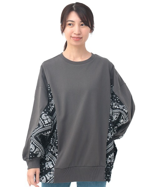 チチカカ（チチカカ）の「バンダナプリントコンビプルオーバー（Tシャツ/カットソー・レディース・ネイビー/ベージュ/チャコールグレー・FREE）」の15枚目の写真